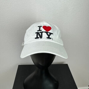 I Love NY New York Baseball Hat Cap White Adult Adjustable Embroidered Cotton
